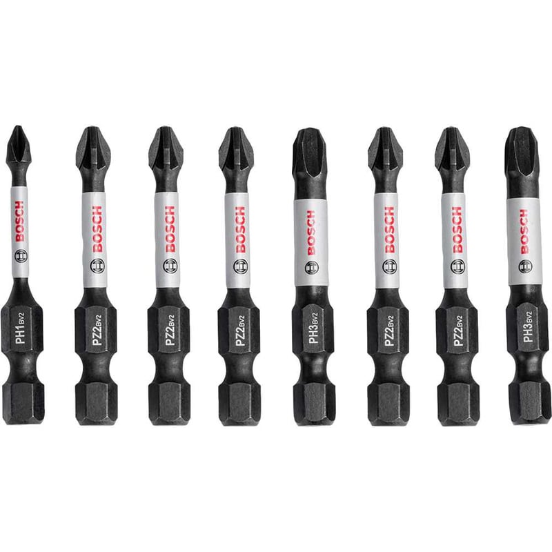 Jogo de bits/ponteiras phillips e pozidrive, encaixe de hexagonal de 1/4", com 8 peças de 50 mm, 2608522328