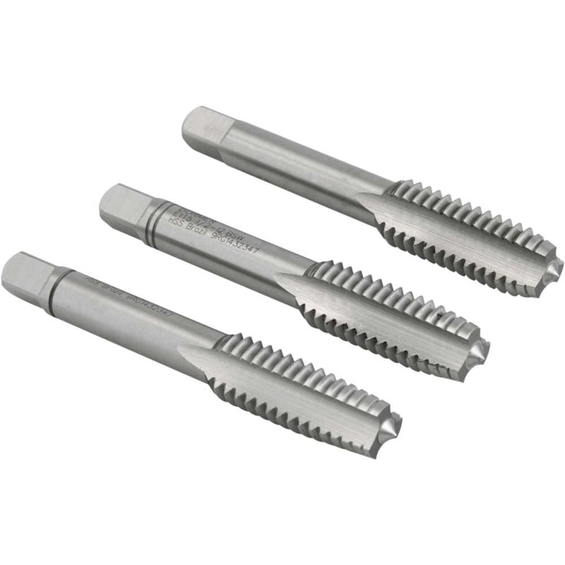 Macho manual de aço rápido 1/2" BSW, jogo com 3 peças