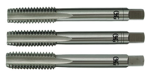 Macho manual de aço rápido 3/16" BSW, jogo com 3 peças