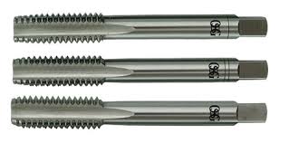 Macho manual de aço rápido 5/8" BSW, jogo com 3 peças