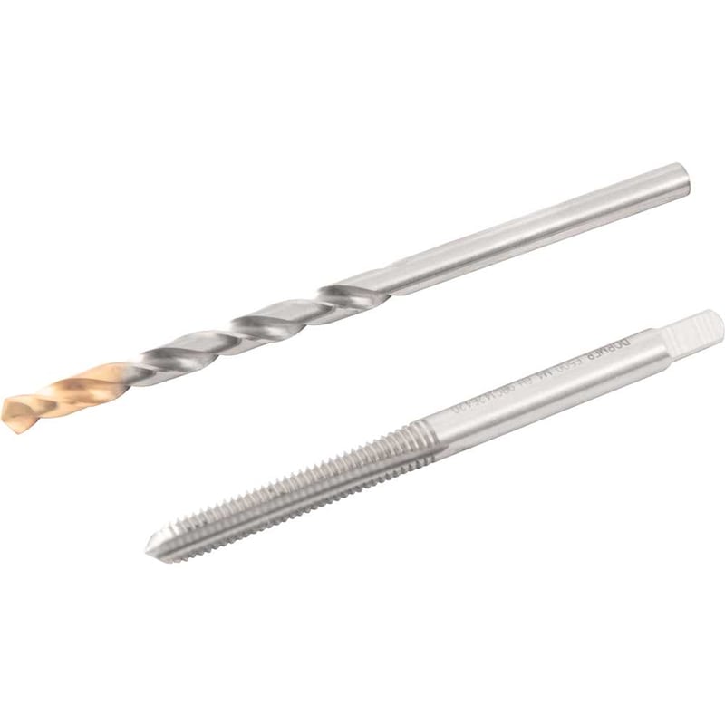 Jogo duopack macho manual de aço rápido 4 mm x 0,70 mm, com broca 3,3 mm