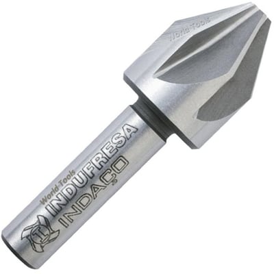 Escareador de aço 16 mm 90 graus, capacidade 3,2 a 16,0 mm, haste cilíndrica 10 mm DIN 335A, INDAÇO