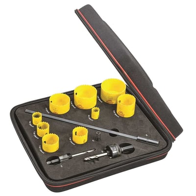 Jogo de serras copo bimetal, em aço rápido, com 12 peças