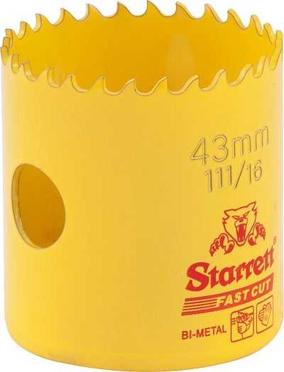 Serra copo de aço rápido, 43 mm - 1.11/16", Fast cut FCH1116-G