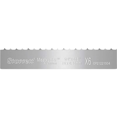 Lâmina de serra fita aço carbono para cortar carne, 1,77 m x 16 mm x 0,46 mm, 6 dentes Skip, Meatkutter Premium MKP