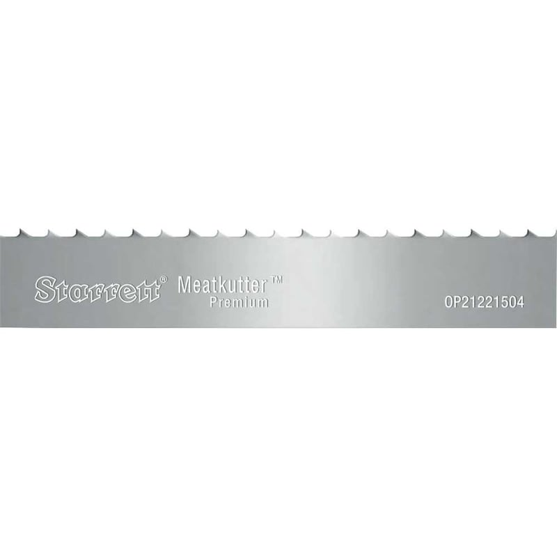 Lâmina de serra fita aço carbono para cortar carne, 3,80 m x 16 mm x 0,46 mm, 6 dentes Skip, Meatkutter Premium MKP