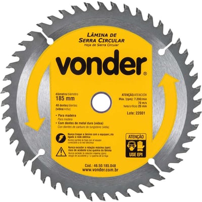 Lâmina de serra circular com dentes de metal duro/vídea, 185 mm x 20 mm, 48 dentes