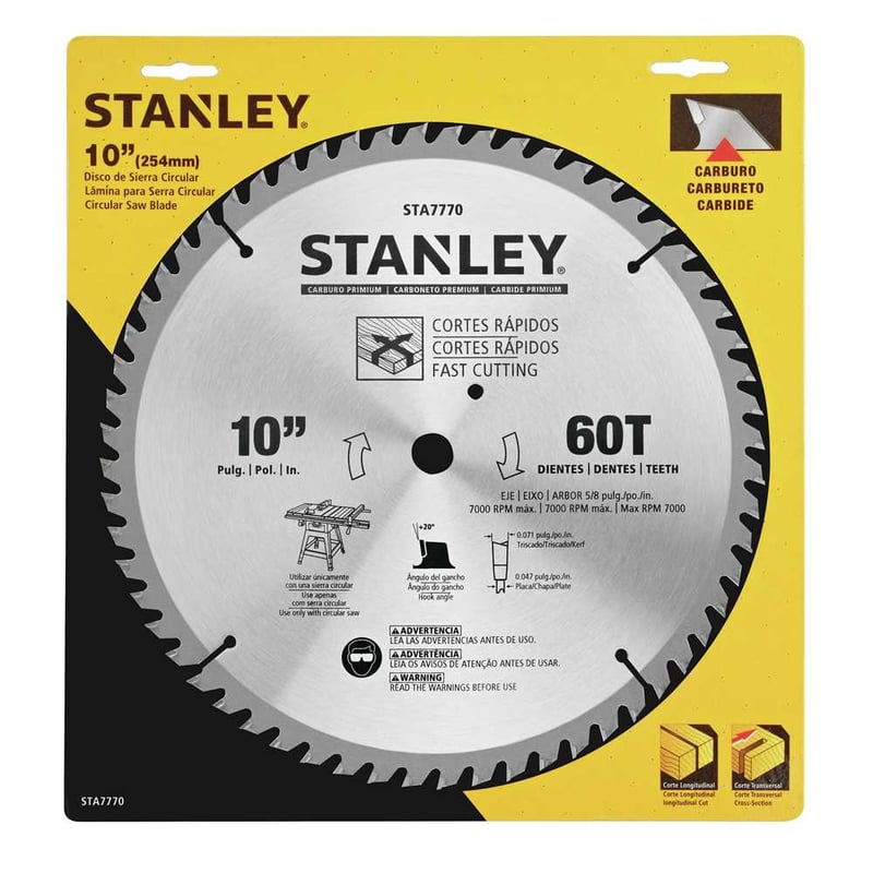 Lâmina de serra circular com dentes de metal duro/vídea, 254 mm x 16 mm, 60 dentes