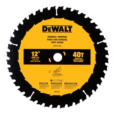 Lâmina de serra circular, 12" (305 mm) x 25,4 mm x 1,75 mm, 40 dentes de metal duro, para madeira, DWA11240