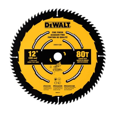 Lâmina de serra circular, 12" (305 mm) x 25,4 mm x 2,0 mm, 80 dentes de metal duro, para madeira, DWA11280