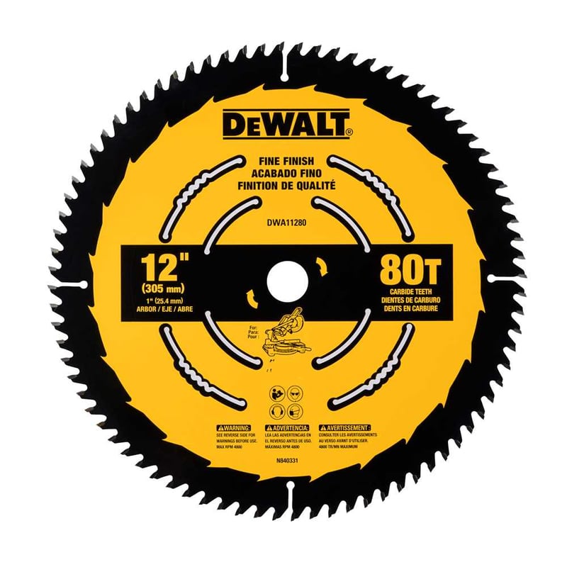 Lâmina de serra circular, 12" (305 mm) x 25,4 mm x 2,0 mm, 80 dentes de metal duro, para madeira, DWA11280