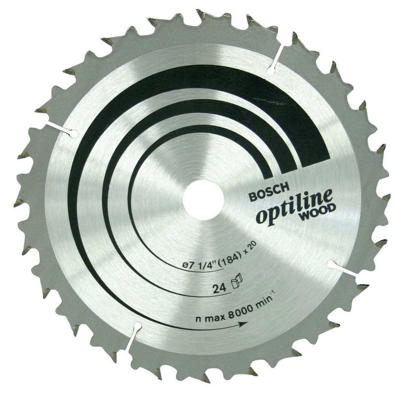 Lâmina de serra circular com dentes de metal duro/vídea, 184 mm x 20 mm, 24 dentes