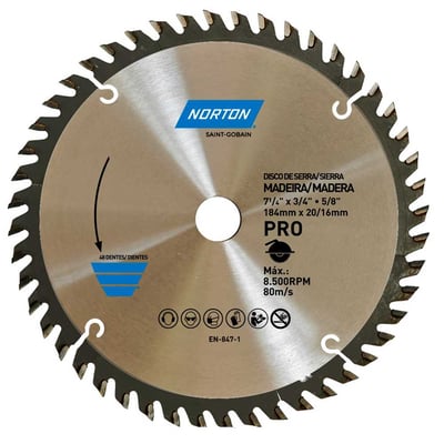 Lâmina de serra circular, 184 mm, furo 20 mm/16 mm, 48 dentes, 70184632474