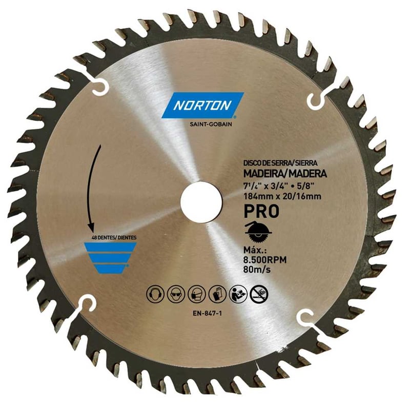Lâmina de serra circular, 184 mm, furo 20 mm/16 mm, 48 dentes, 70184632474