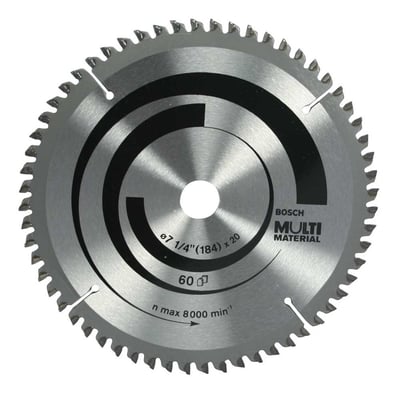 Lâmina de serra circular com vídea, para alumínio, 184 mm x 20 mm x 60 dentes