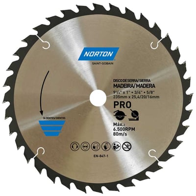 Lâmina de serra circular, 235 mm, furo 25,4 mm/20 mm/16 mm, 36 dentes, 70184632477