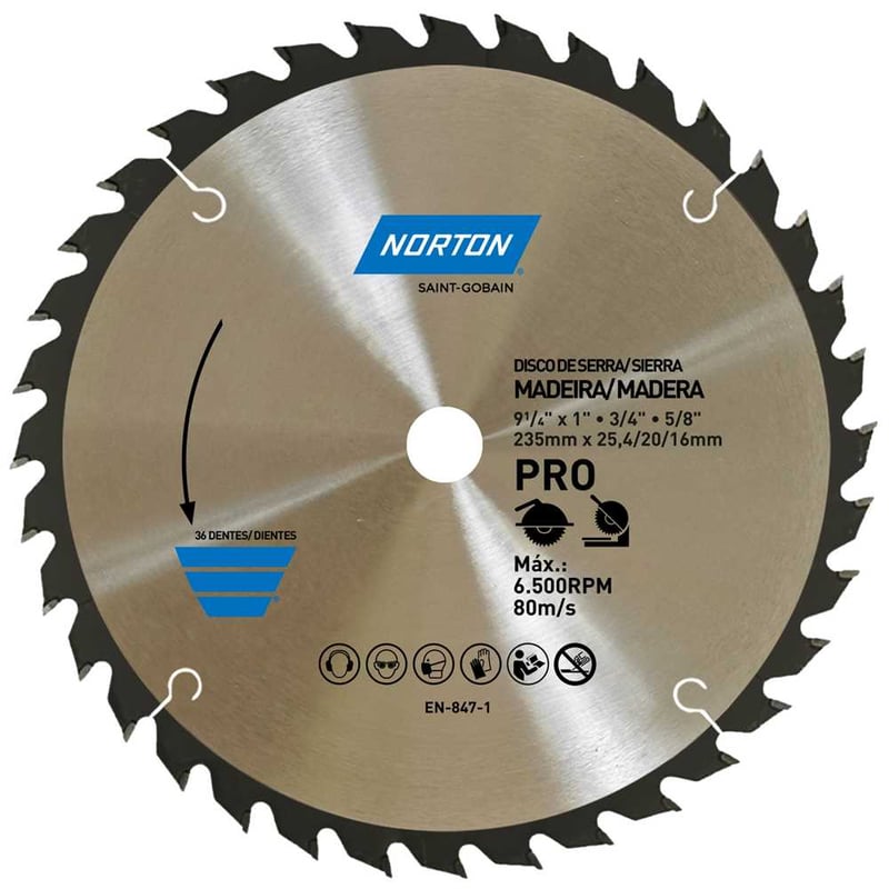 Lâmina de serra circular, 235 mm, furo 25,4 mm/20 mm/16 mm, 36 dentes, 70184632477