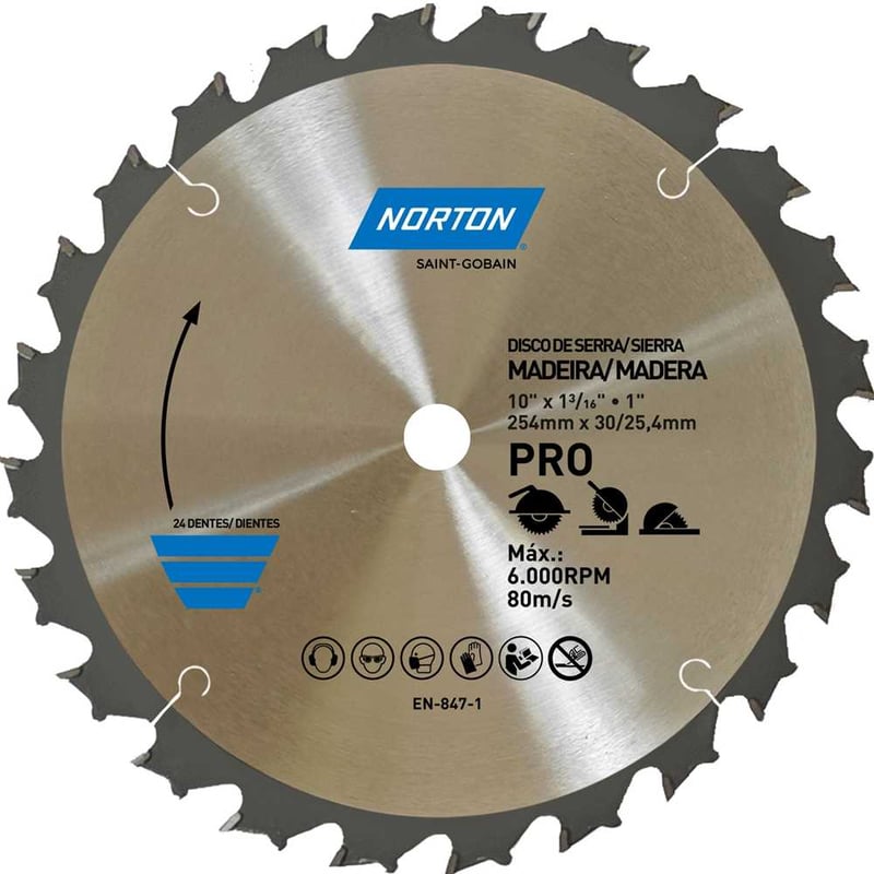 Lâmina de serra circular, 254 mm, furo 30 mm/25,4 mm, 24 dentes, 70184632481