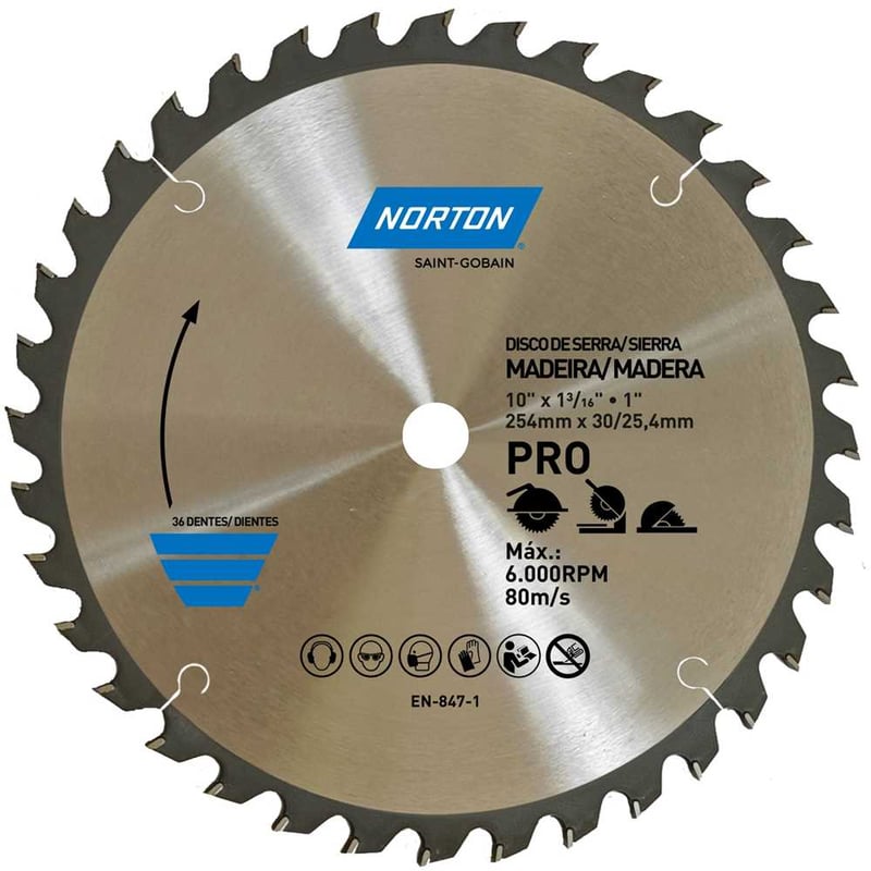 Lâmina de serra circular, 254 mm, furo 30 mm/25,4 mm, 36 dentes, 70184632482