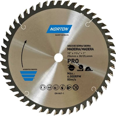 Lâmina de serra circular, 254 mm, furo 30 mm/25,4 mm, 48 dentes, 70184632483