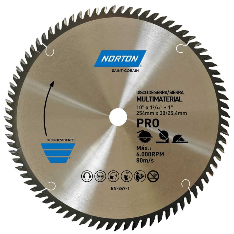 Lâmina de serra circular, 254 mm, furo 30 mm/25,4 mm, 80 dentes, 70184632485