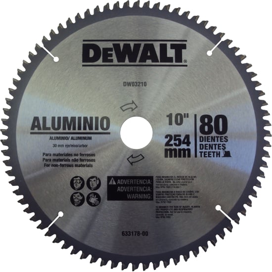 Lâmina de serra circular com vídea, para alumínio, 254 mm x 30 mm x 80 dentes