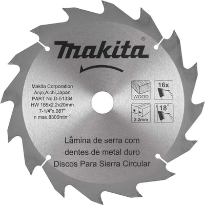 Lâmina de serra circular com dentes de metal duro, 185 mm x 20 mm, 16 dentes