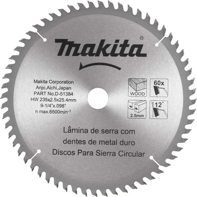 Lâmina de serra circular com dentes de metal duro, 235 mm x 25 mm, 60 dentes