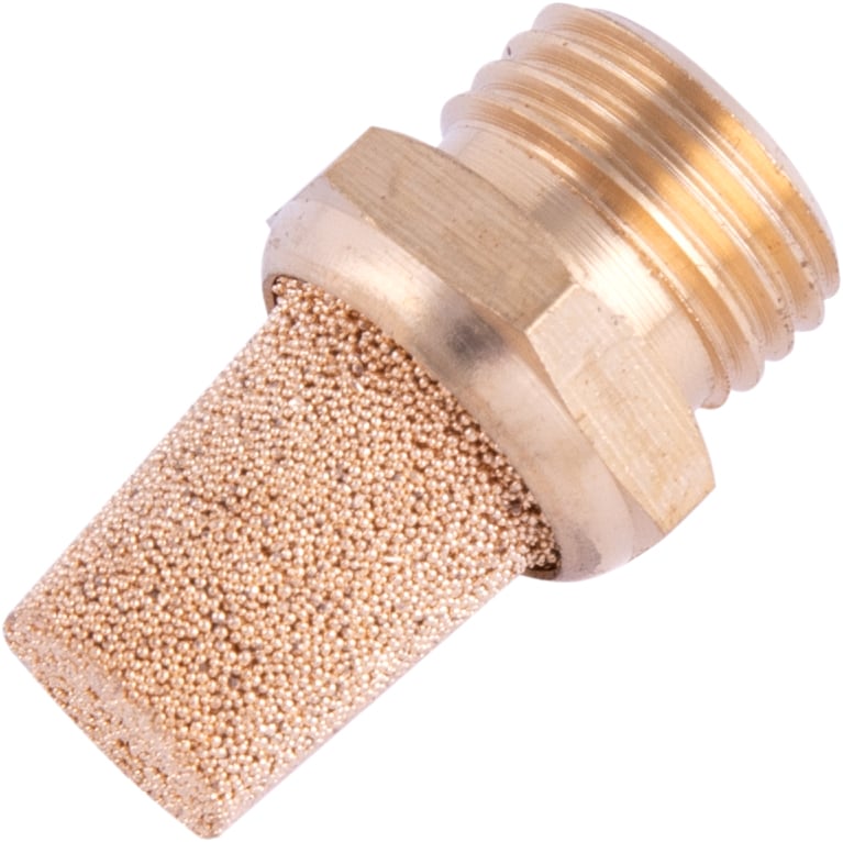 Silenciador de ar comprimido, longo, em latão, rosca 1/4" BSP