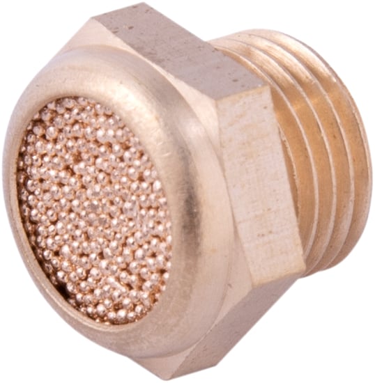 Silenciador de ar comprimido, curto, em latão, rosca 1/8" BSP