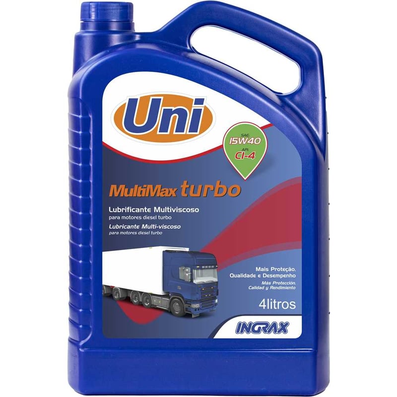 Óleo lubrificante, SAE 15W40, 4 litros, MULTIMAX TURBO UNI INGRAX