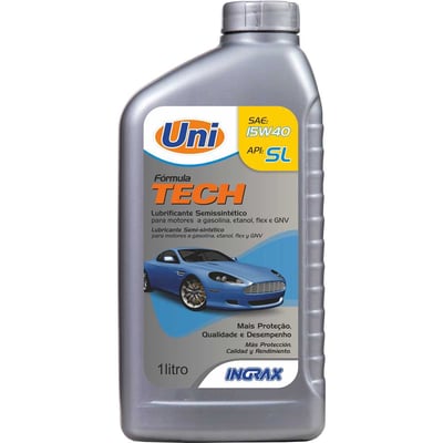 Óleo lubrificante, SL 15W40, 1 litro, Formula Tech Semissintético UNI INGRAX