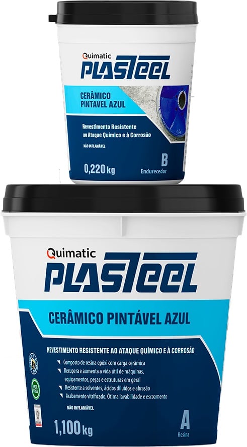 Revestimento cerâmico bi-componente, plasteel cerâmico azul, 1,32 kg, PC2