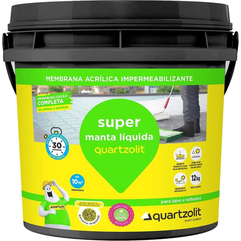 Manta líquida impermeabilizante, 12 kg, cinza, SUPER MANTA LIQUIDA