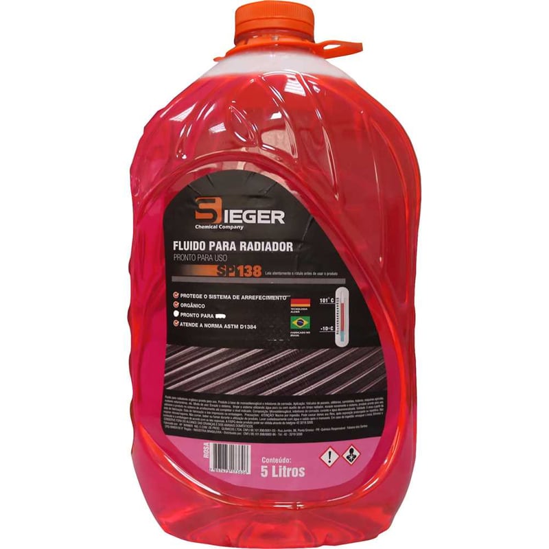 Fluído para radiador, orgânico, rosa, 5 litros, SP138