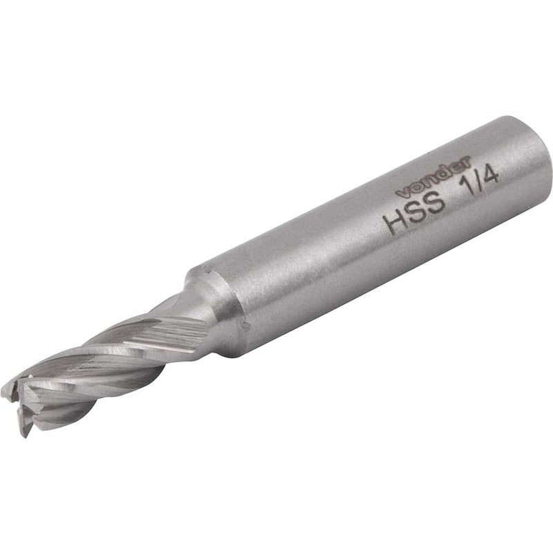 Fresa de topo, em aço rápido, 1/4", com 4 cortes, ANSI B94.11