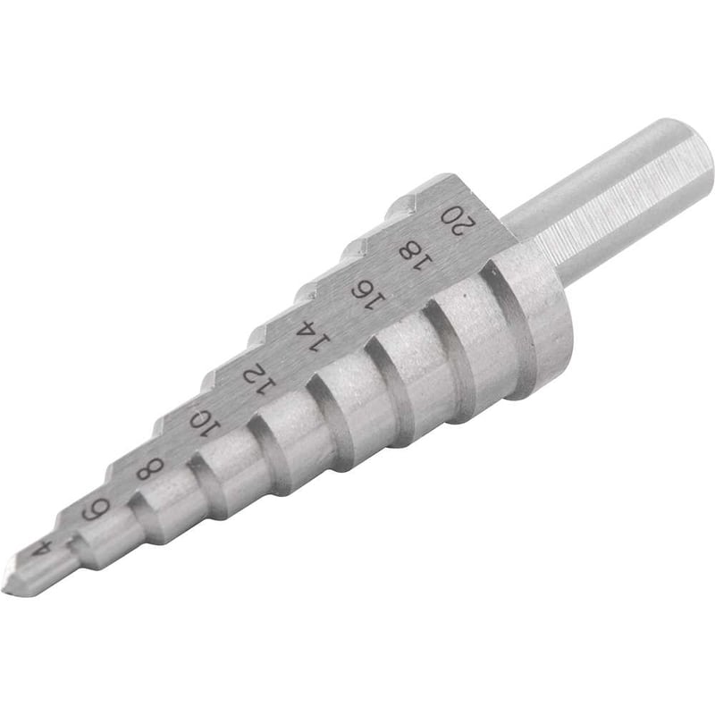 Broca de aço rápido, escalonada, 4 mm a 20 mm
