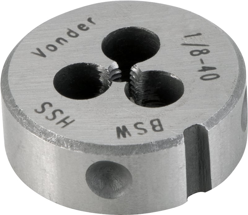 Cossinete de aço rápido 1/8", BSW, externo 1"