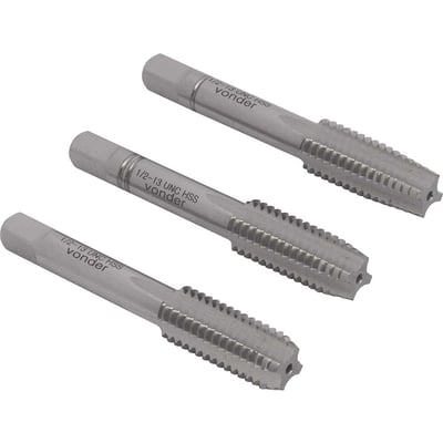 Macho manual de aço rápido 1/2" UNC, jogo com 3 peças