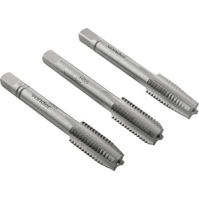 Macho manual de aço rápido 3/8" UNC, jogo com 3 peças
