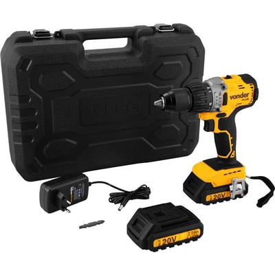 Parafusadeira/furadeira de impacto a bateria, 20 V, fonte de carregamento bivolt automática