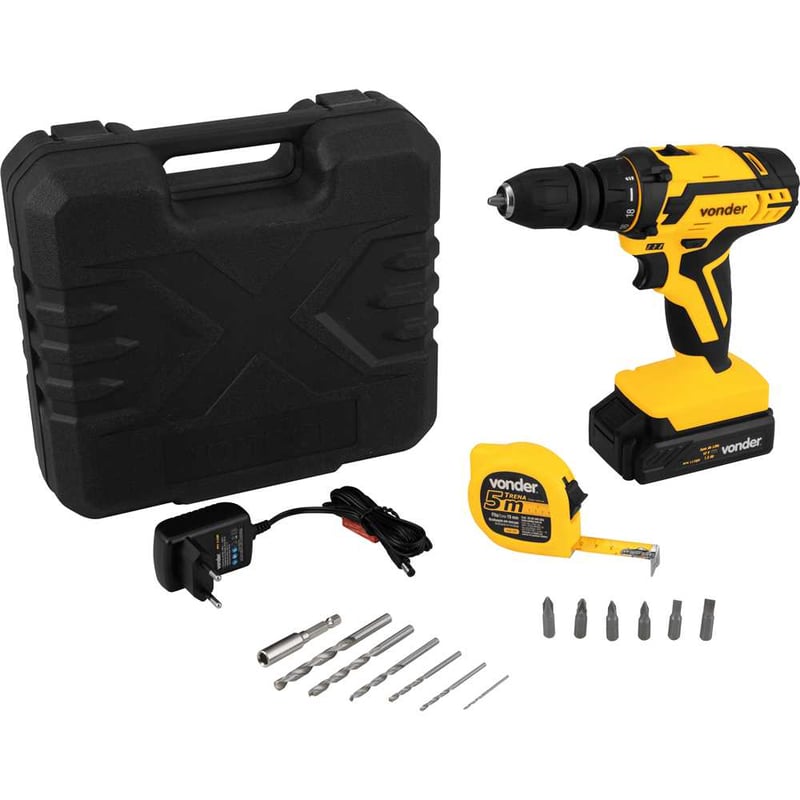 Parafusadeira/furadeira a bateria, 12 V, fonte de carregamento bivolt automática