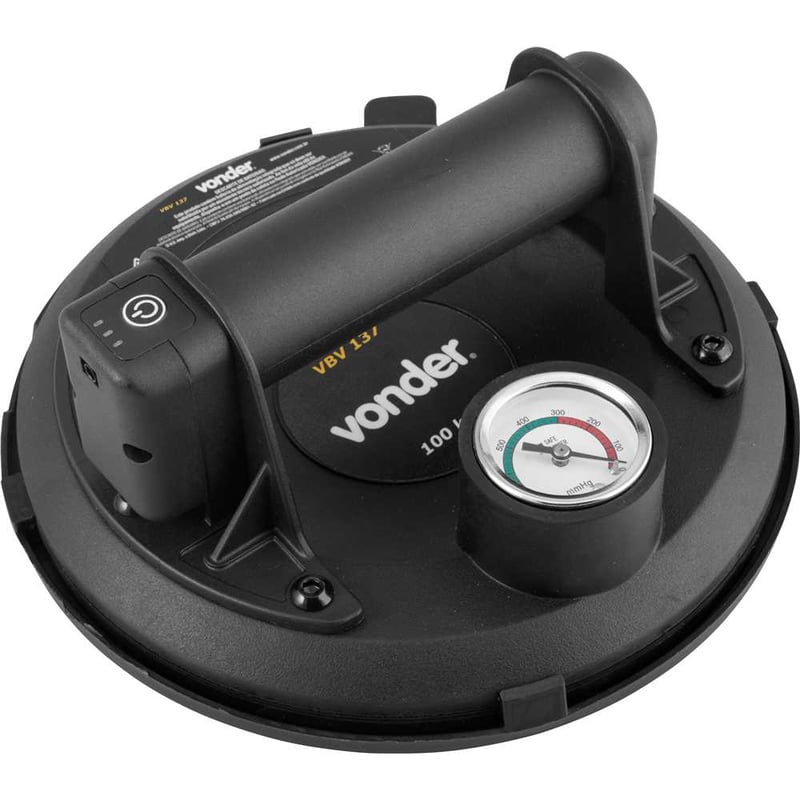 Ventosa 203 mm, com bomba de vácuo a bateria 3,7 V recarregável, 100 kgf