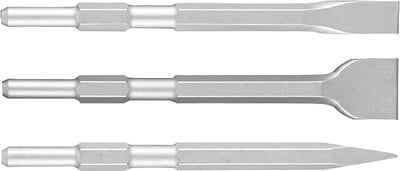 Conjunto ponteira e talhadeiras para martelo demolidor, encaixe hexagonal de 17 mm, D-71320