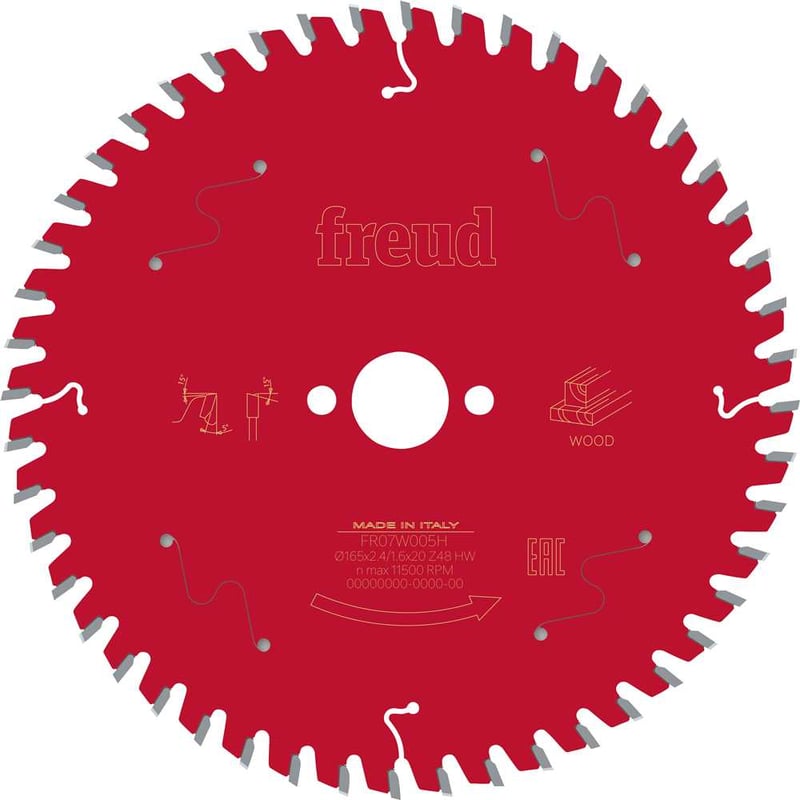 Lâmina de serra circular com dentes de metal duro, 165,0 mm x 20,0 mm, com 48 dentes, para MDF