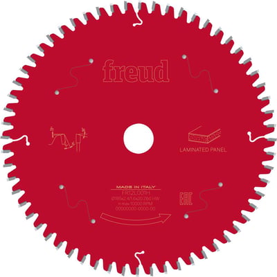 Lâmina de serra circular com dentes de metal duro, 184,0 mm x 20,0 mm, com 60 dentes, para MDF