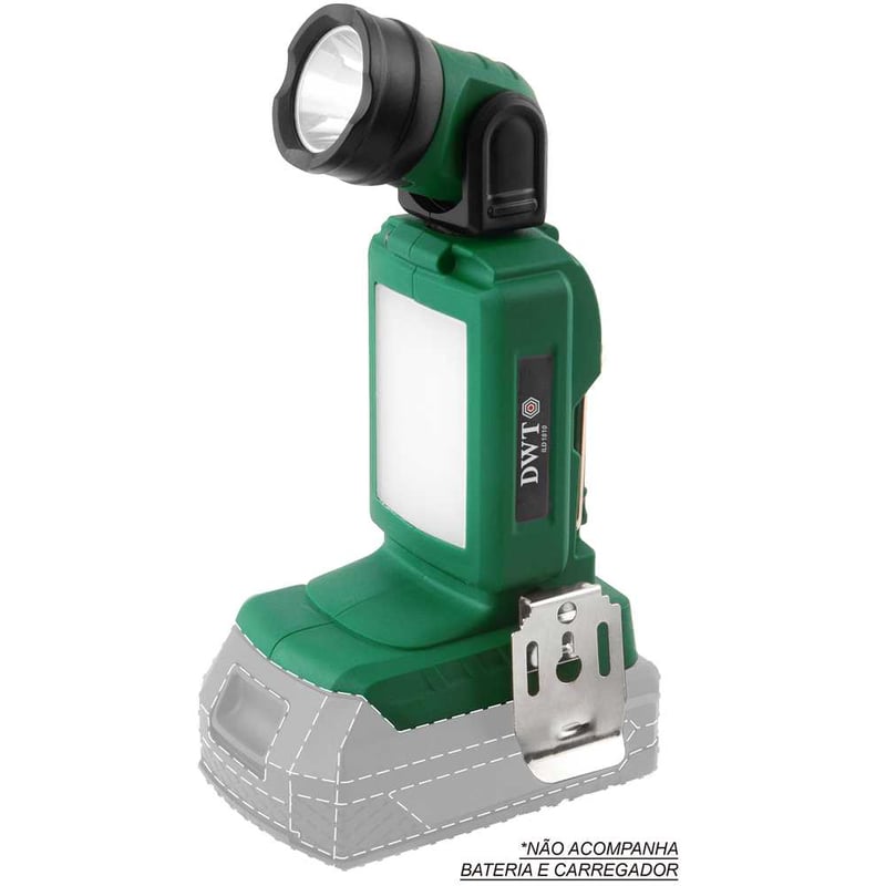 Lanterna de led, bateria intercambiável de 18 V, sem bateria e sem carregador