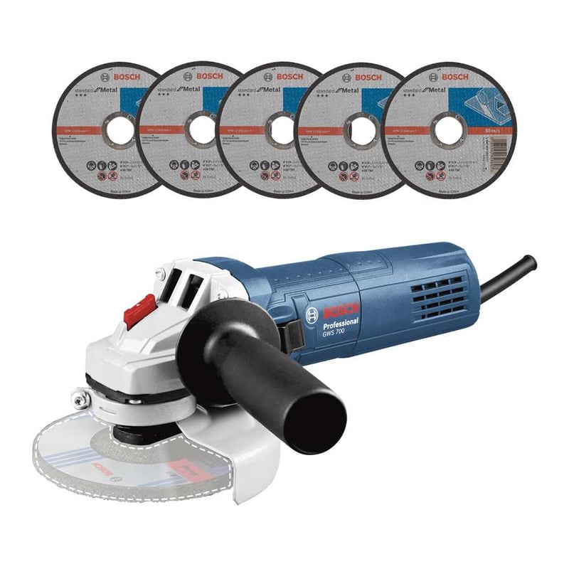 Esmerilhadeira angular 4.1/2", 710 W, 220 V~, GWS 700, com 5 discos, 06013A30E1