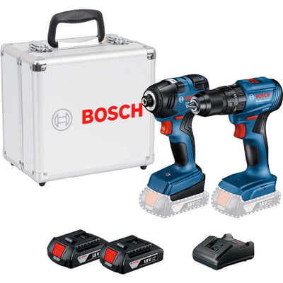 Parafusadeira/furadeira de impacto + chave de impacto (GSB 185-LI + GDR 18V-200), com maleta de alumínio, 0615A0025X