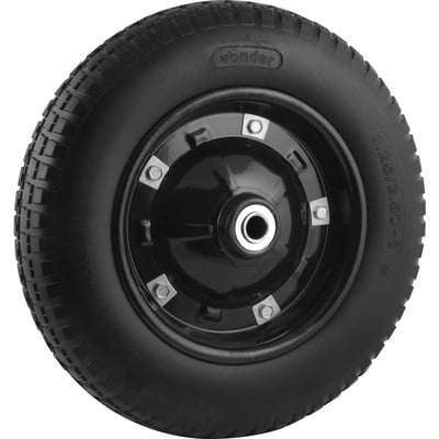 Roda completa com pneu maciço aro 8", furo de 5/8", capacidade 100 kg